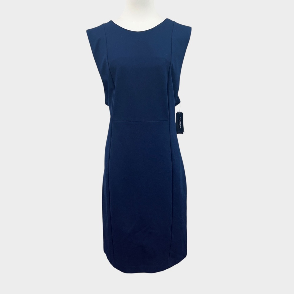 Liverpool Los Angeles Sheath Dress Womens 12 Blue Sleeveless‎ Work LM8D04M42